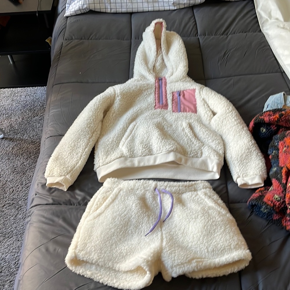 Two piece fuzzy sweater and fuzzy shorts set!!!